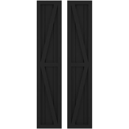 Americraft 3-Board Wood 2 Equal Panel Frmd Board-n-Batten Shutters W/ Dubl Z-Bar, ARW102BF311X76BLH